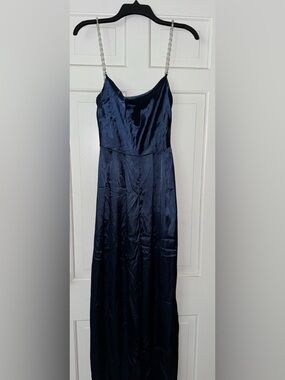 Cider Strapless Navy Satin Gown